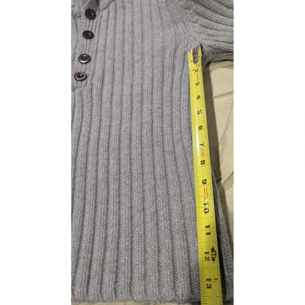 Banana Republic Henley Pullover Gray Sweater Lambswool Cashmere Small Knit Cozy